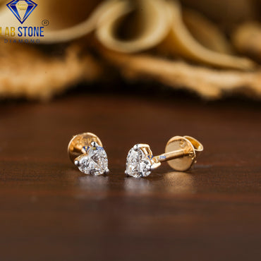 0.33 TDW Heart Cut Diamond Solitaire Stud Earrings