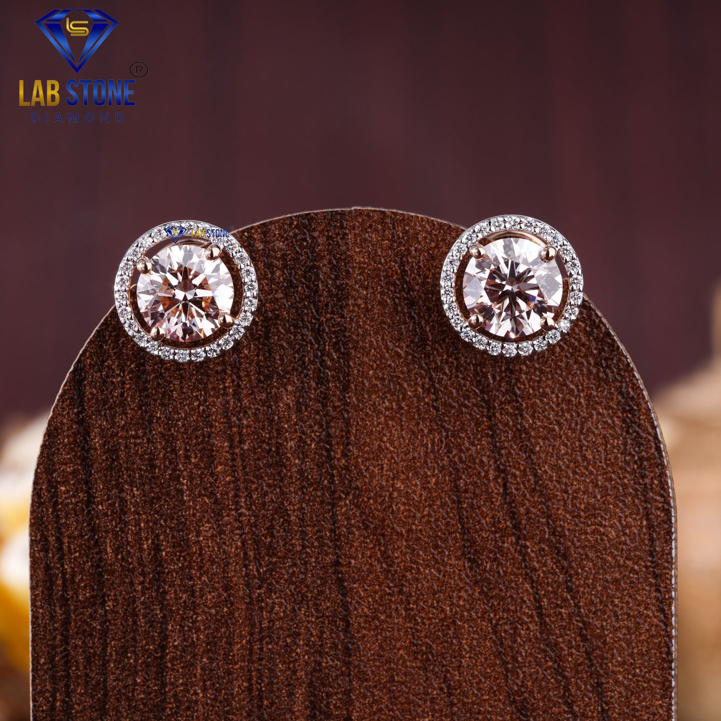 3.40 TDW Pink Round Cut Diamond Stud Earring