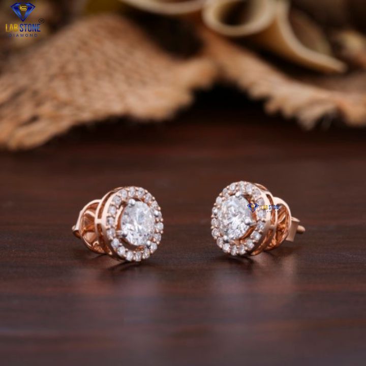 1.58 TDW Round Cut Diamond Stud Earrings