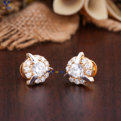 2.34 TDW Round Cut Diamond Stud Earrings