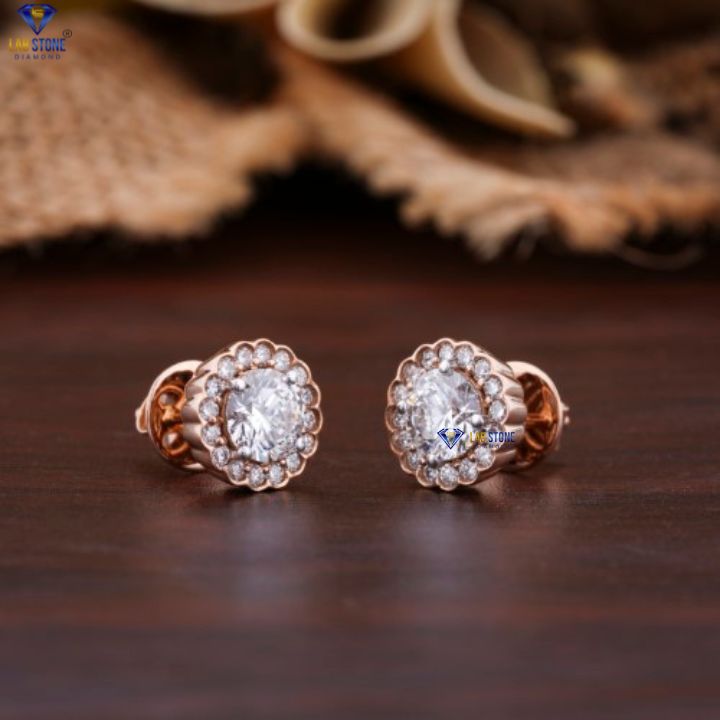 1.71 TDW Round Cut Diamond Stud Earring