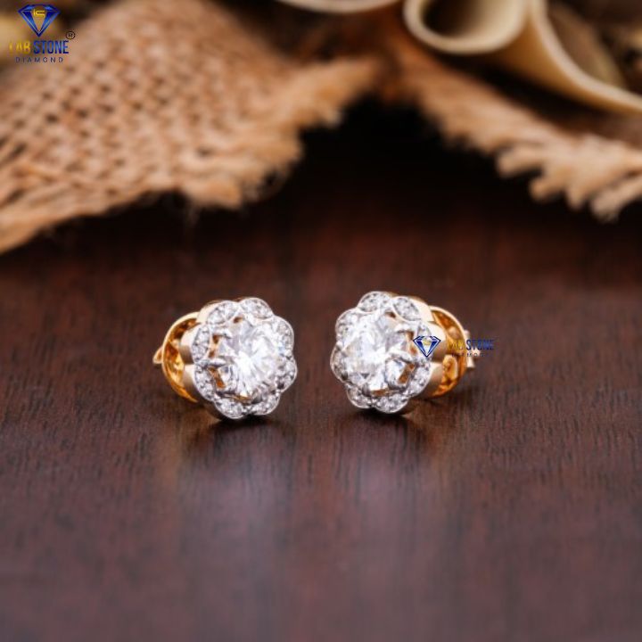 1.54 TDW Round Cut Diamond Stud Earrings