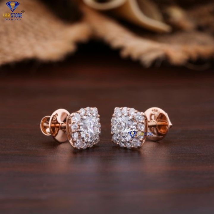 1.81 TDW Round Cut Diamond Stud Earring