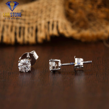 0.97 TDW Round Cut Diamond Stud Earrings