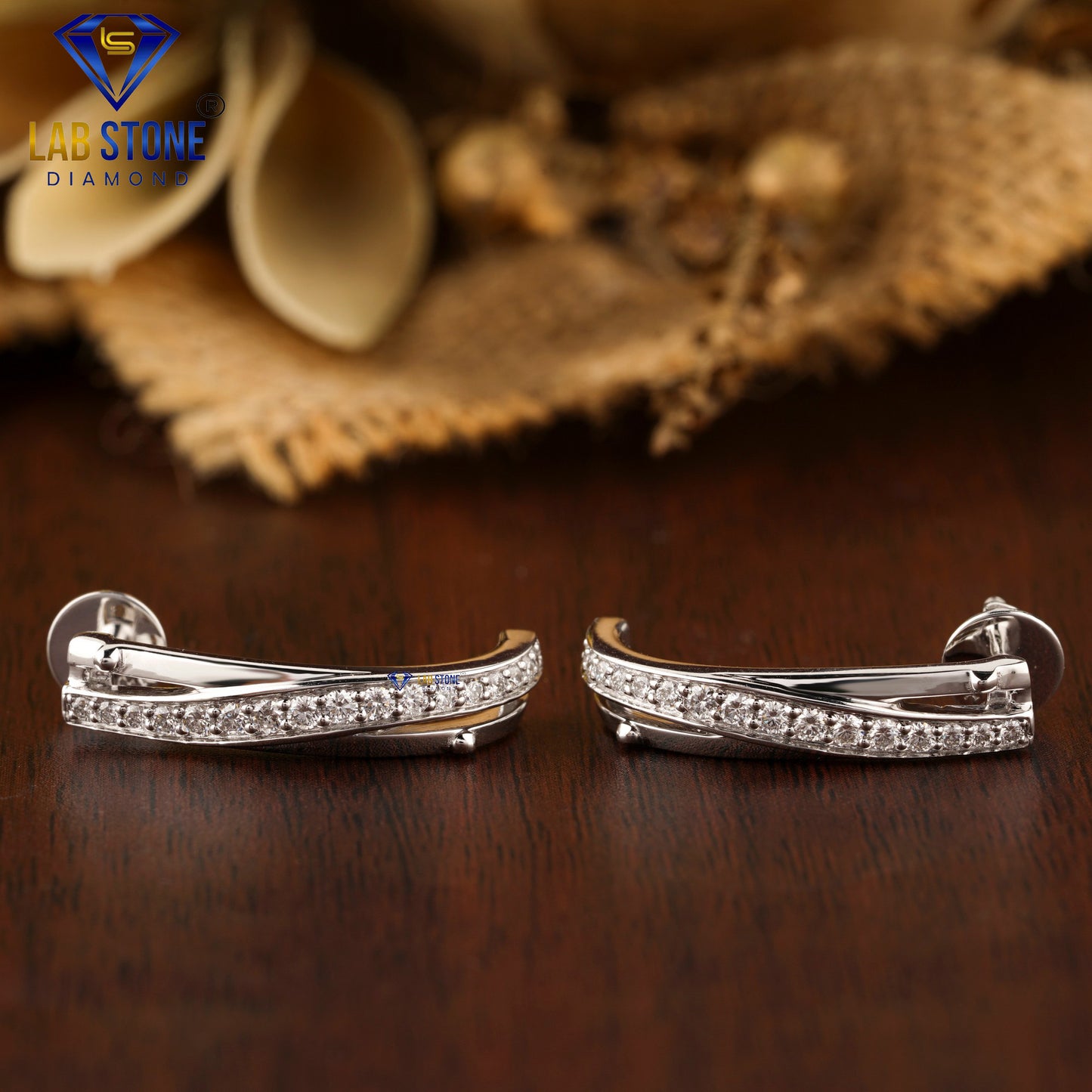 0.434 TDW Round Cut Diamond Hoop Earring