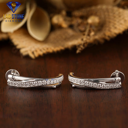 0.434 TDW Round Cut Diamond Hoop Earring