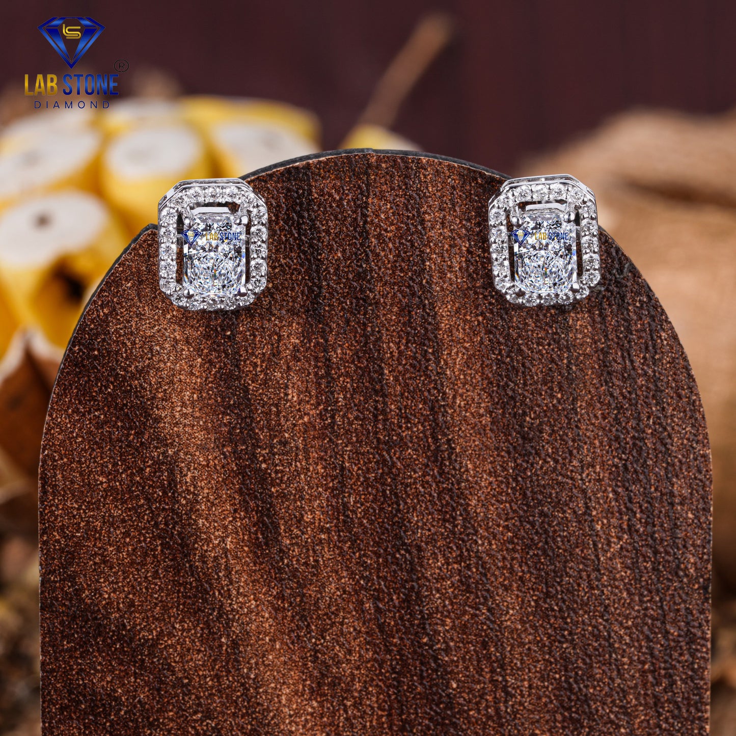 1.63 TDW Radiant & Round Cut Diamond Stud Earring
