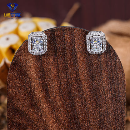 1.63 TDW Radiant & Round Cut Diamond Stud Earring