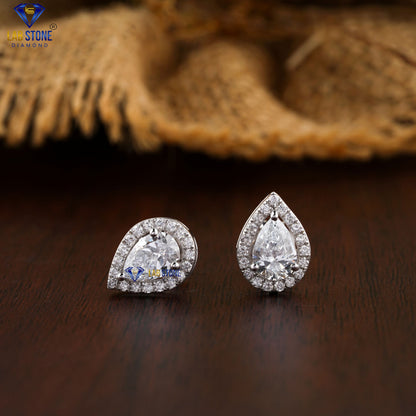 1.76 TDW Round & Pear Cut Diamond Stud Earring