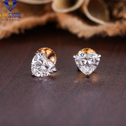 2.50 TDW Heart Cut Diamond Solitaire Stud