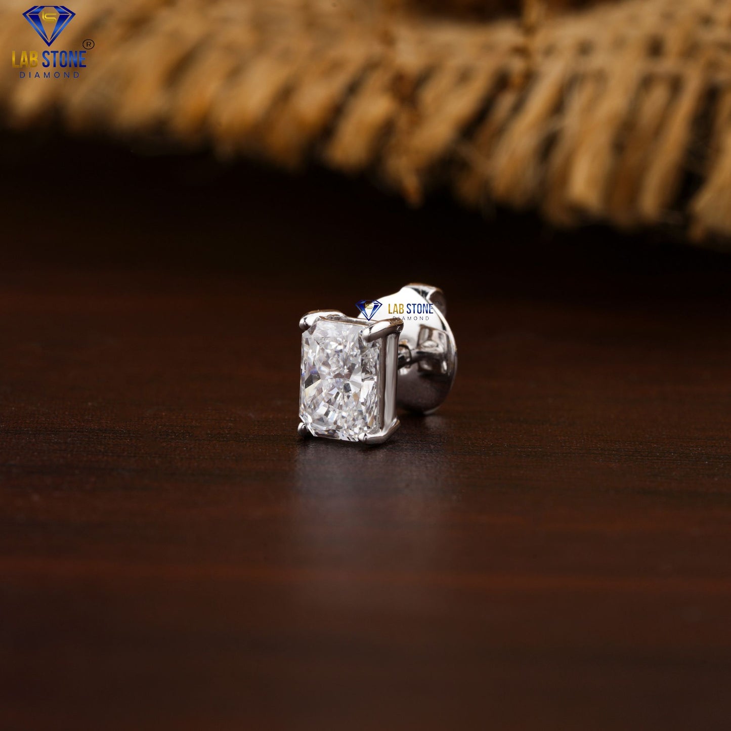 0.38 TDW Radiant Cut Diamond Stud Earrings