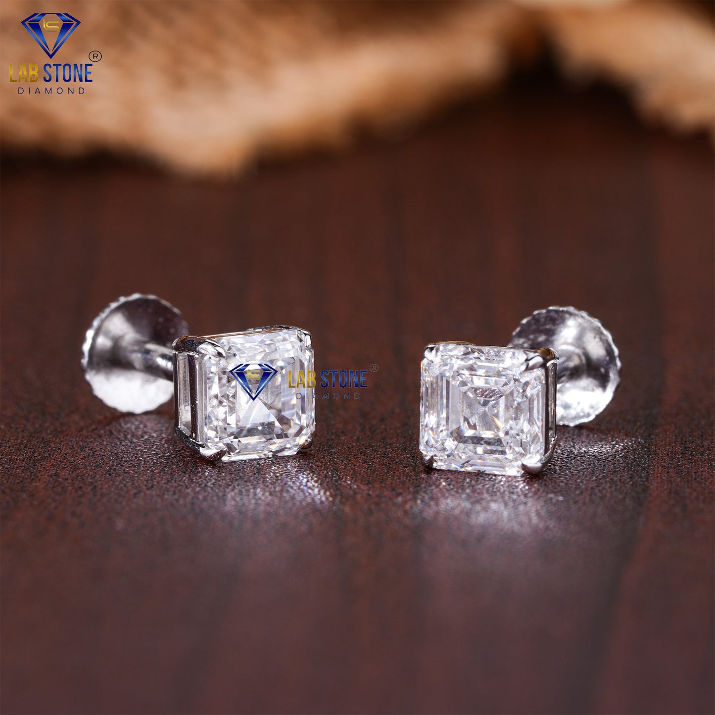 1.60 TDW Asscher Cut Diamond Solitaire Stud