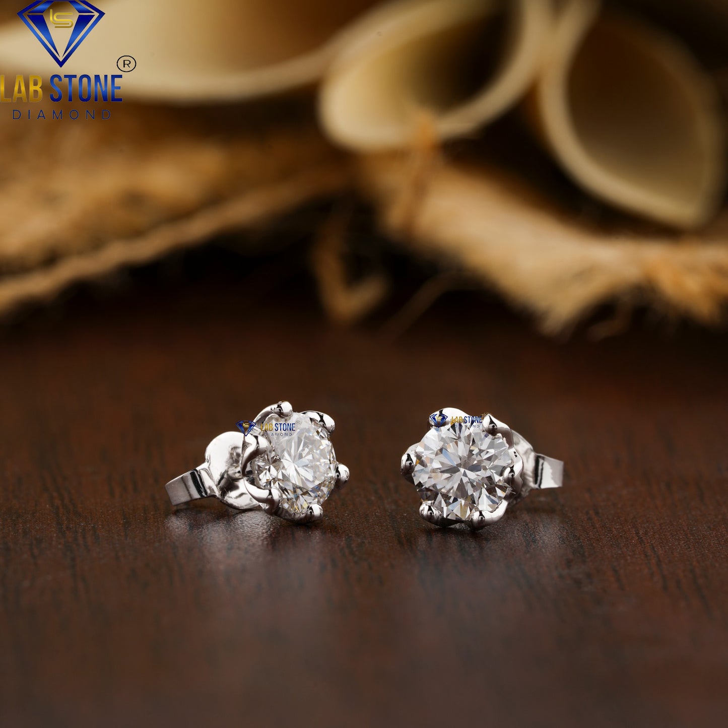 0.88 TDW Round Cut Diamond Solitaire Stud Earrings