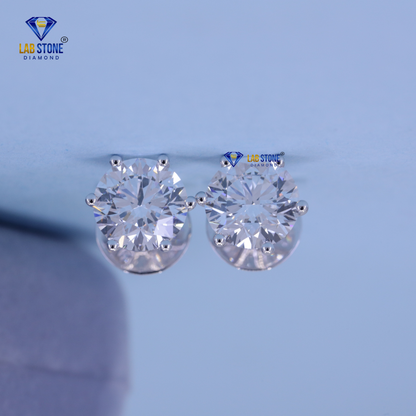 1.60 TDW Round Cut Diamond Stud Earrings