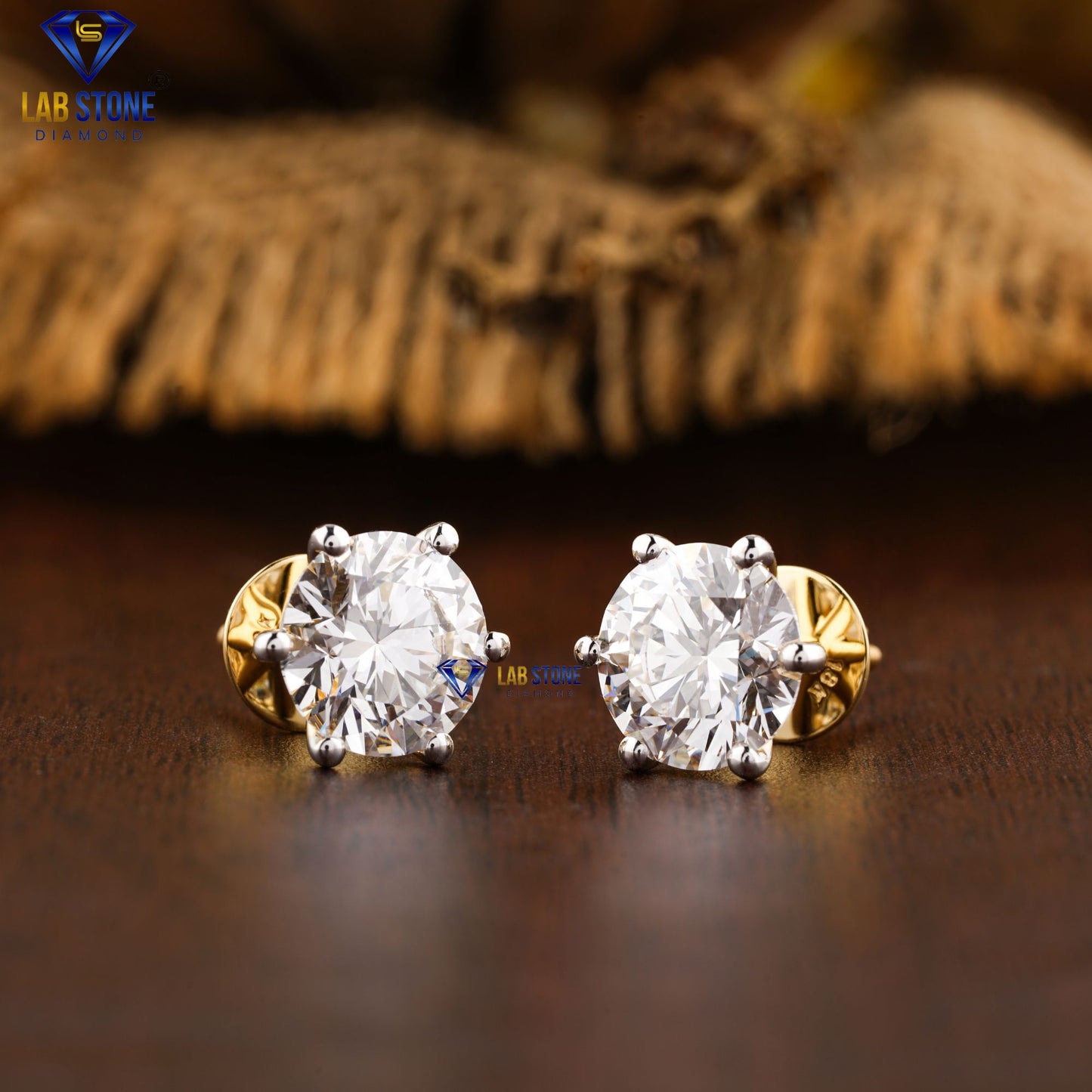 2.00 TDW Round Cut Diamond Solitaire Stud Earrings