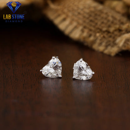 1.40 TDW Heart Cut Diamond Solitaire Stud Earring