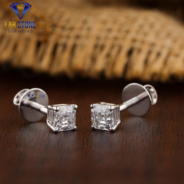 0.72 TDW Asscher Cut Diamond Stud Earrings