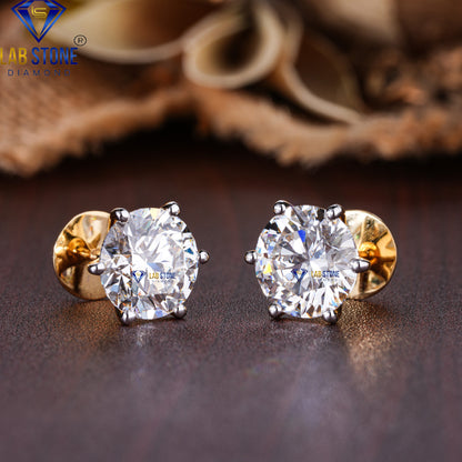 10.00 TDW Round Cut Diamond Solitaire Stud Earring