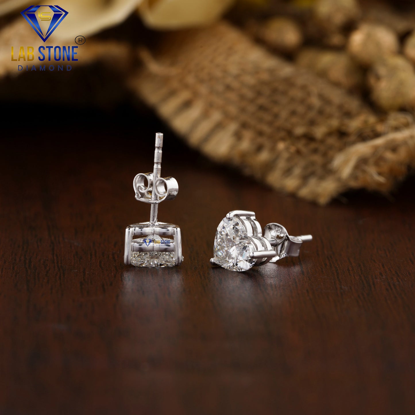 1.40 TDW Heart Cut Diamond Solitaire Stud Earring