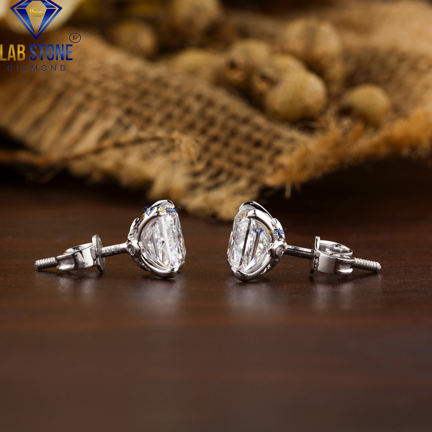 1.35 TDW Princess Cut Diamond Solitaire Stud Earrings