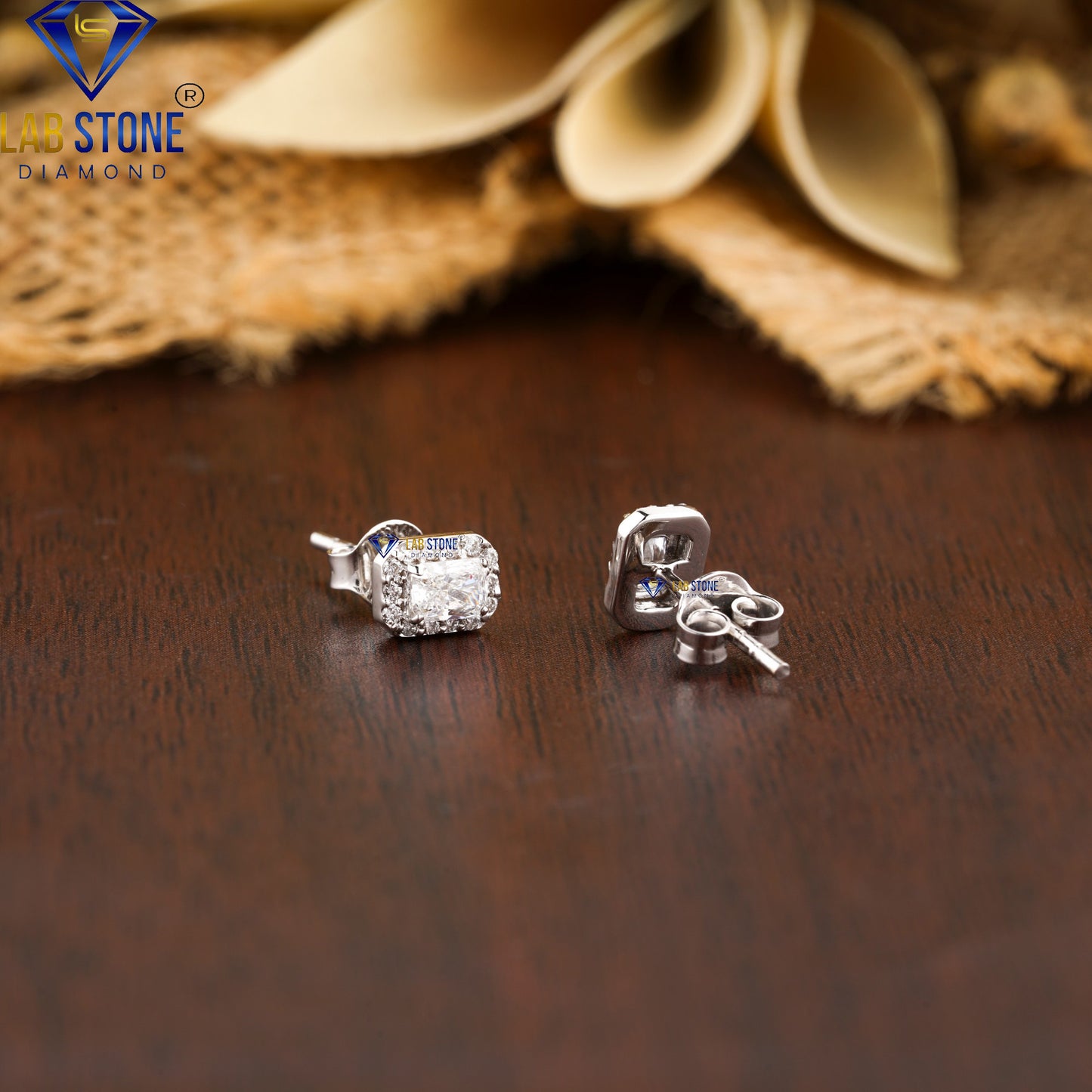 0.42 TDW Radiant & Round Cut Diamond Stud Earrings