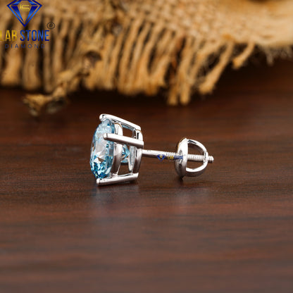 2.50 TDW Blue Round Diamond Stud Earrings