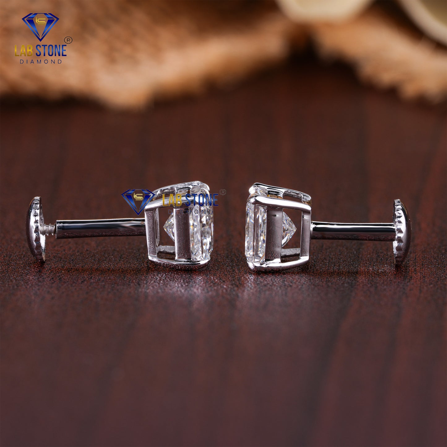 2.00 TDW Princess Cut Diamond Solitaire Stud