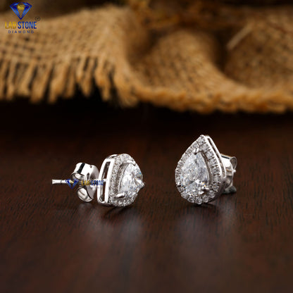 1.76 TDW Round & Pear Cut Diamond Stud Earring