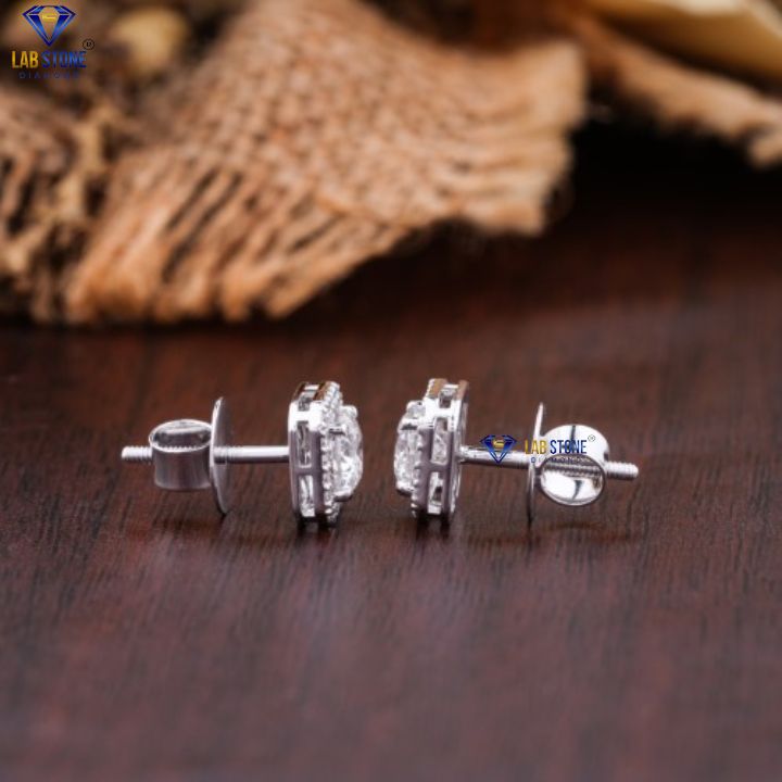 1.28 TDW Round Cut Diamond Stud Earring