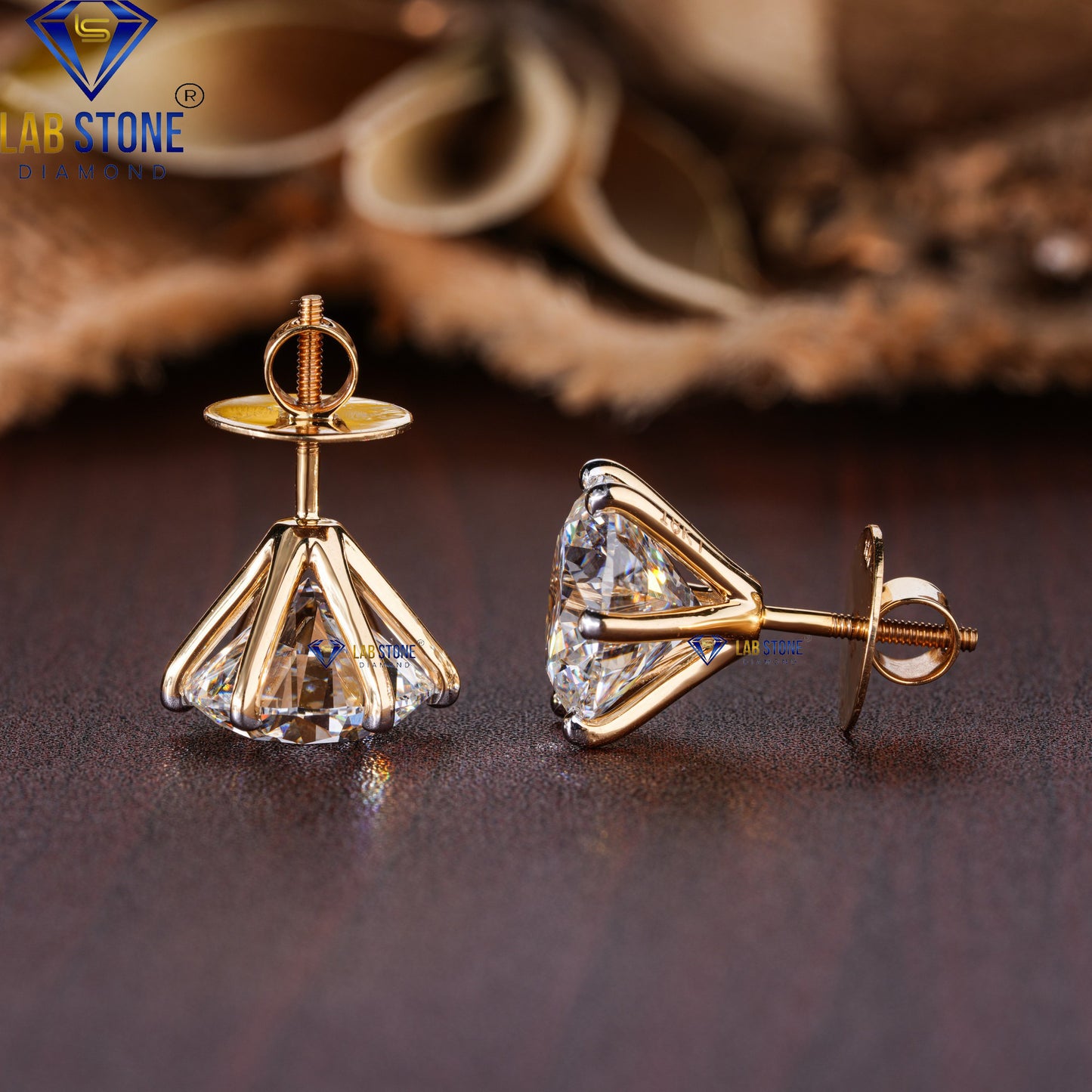 10.00 TDW Round Cut Diamond Solitaire Stud Earring