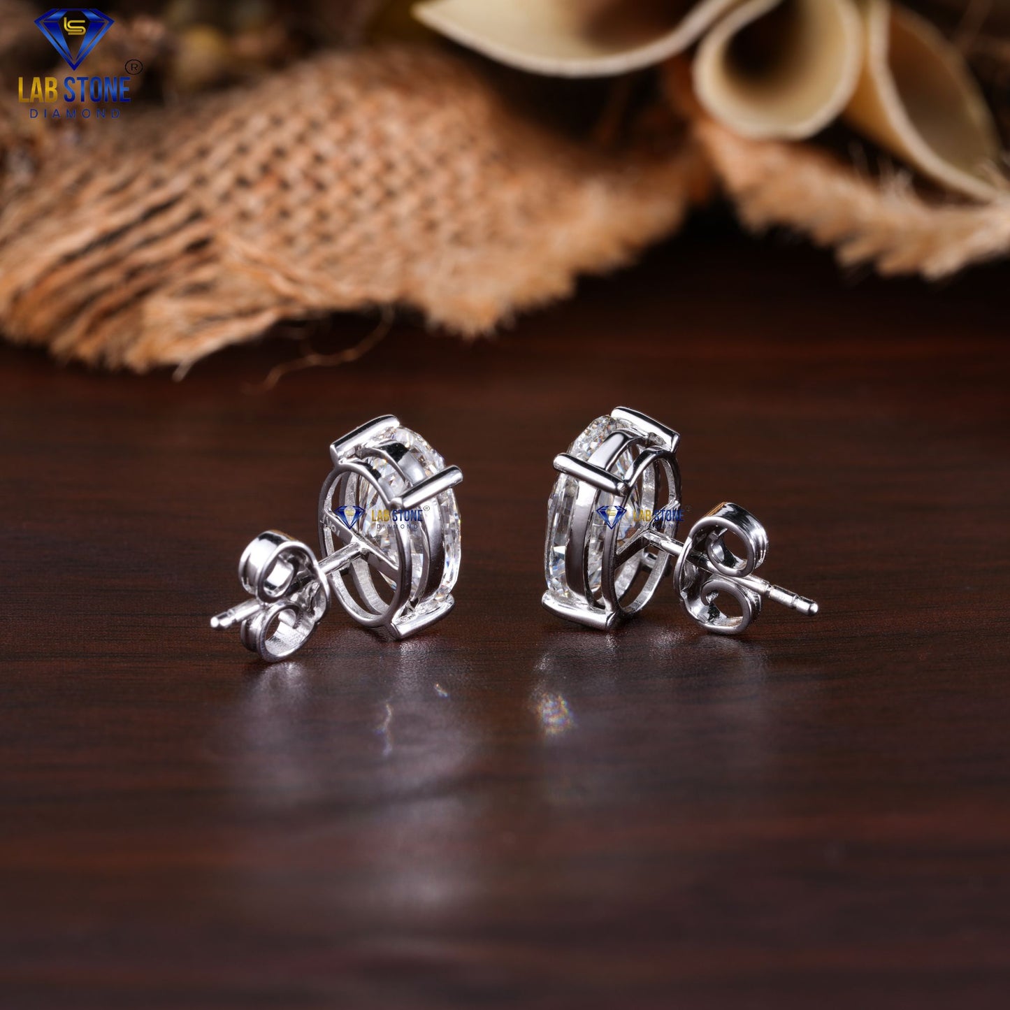 4.00 TDW Oval Cut Diamond Stud Earrings