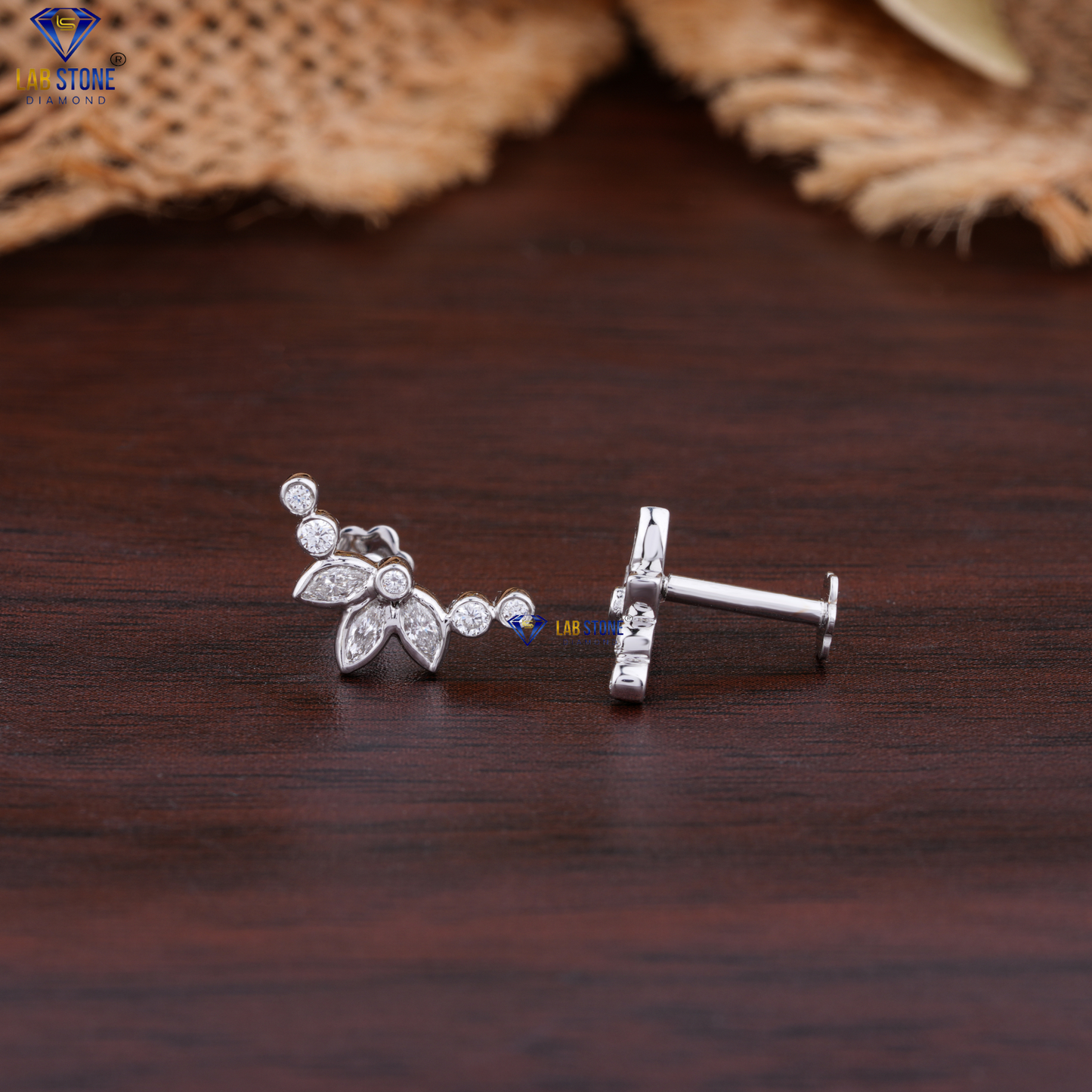 0.19 TDW Round & Marquise Cut Diamond Stud Earring