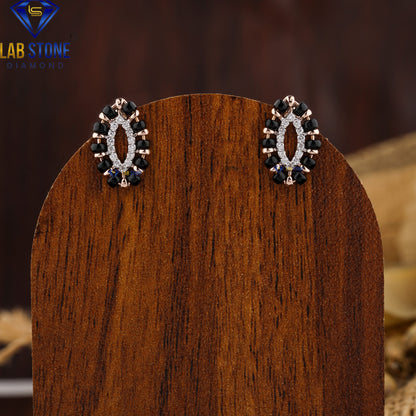 0.14 TDW Black Pearl & Round Cut Diamond Stud Earring