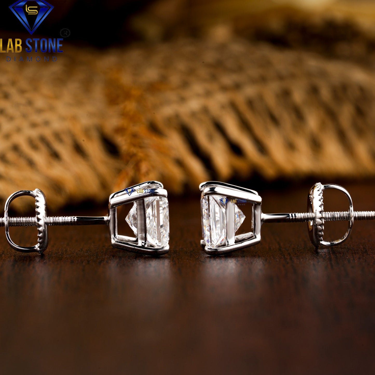 0.55 TDW Princess Cut Diamond Solitaire Stud Earrings