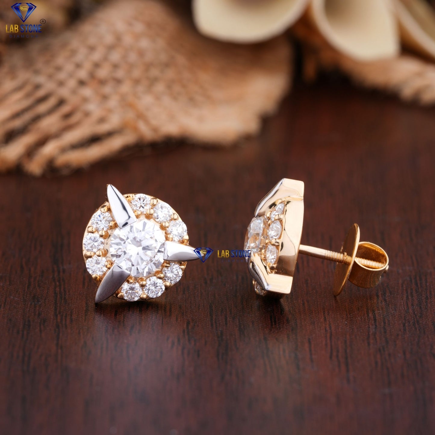 2.34 TDW Round Cut Diamond Stud Earrings