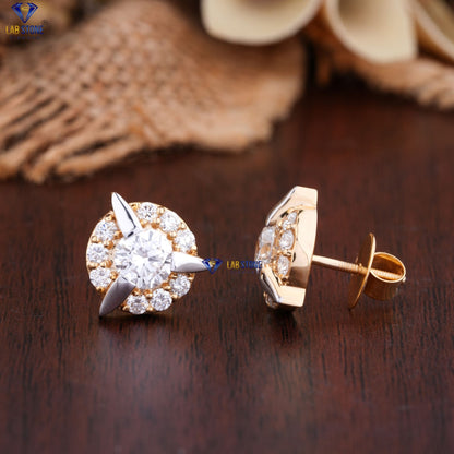 2.34 TDW Round Cut Diamond Stud Earrings