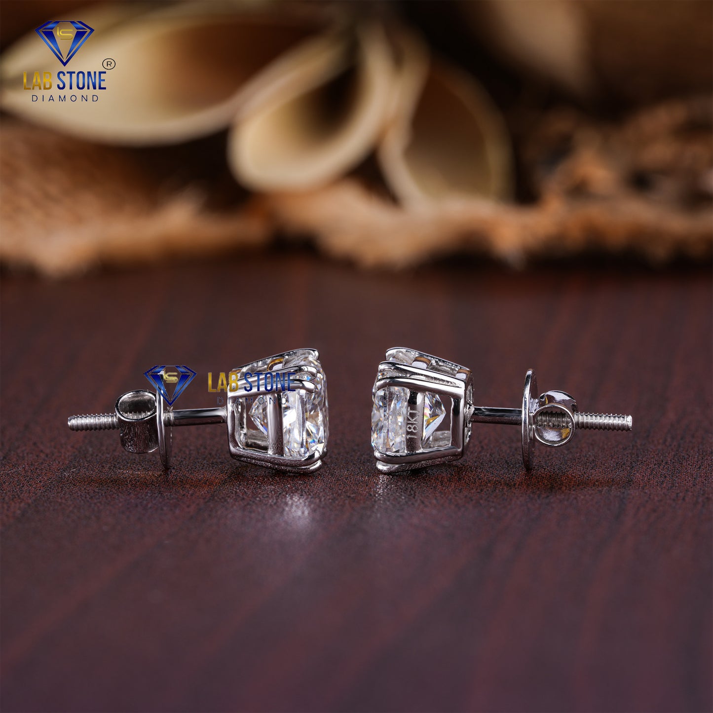 2.24 TDW Cushion Cut Diamond Stud Earrings