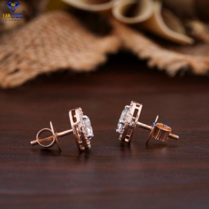 1.58 TDW Round Cut Diamond Stud Earrings