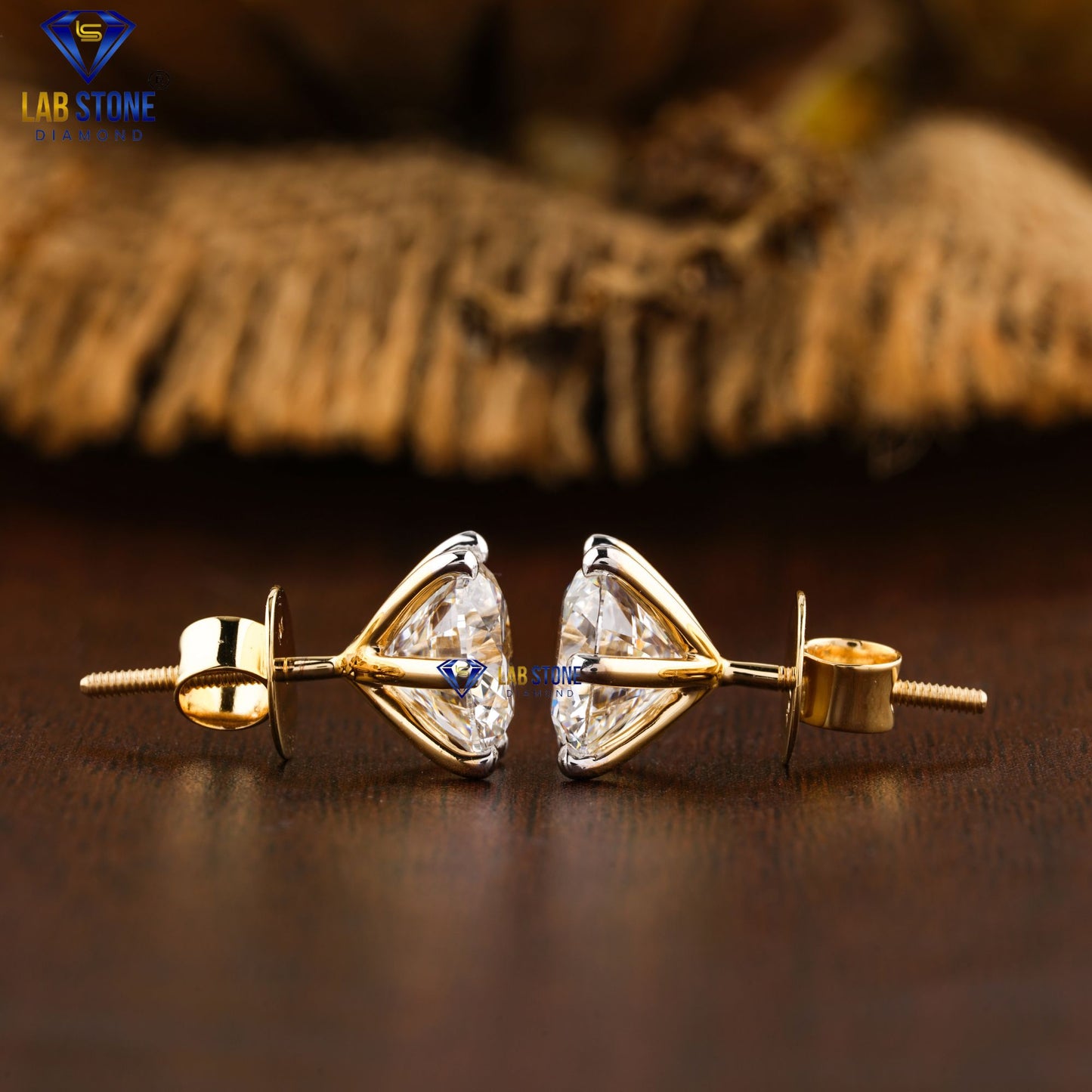 2.00 TDW Round Cut Diamond Solitaire Stud Earrings