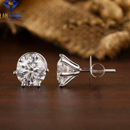 1.04 TDW Round Cut Diamond Solitaire Stud Earrings