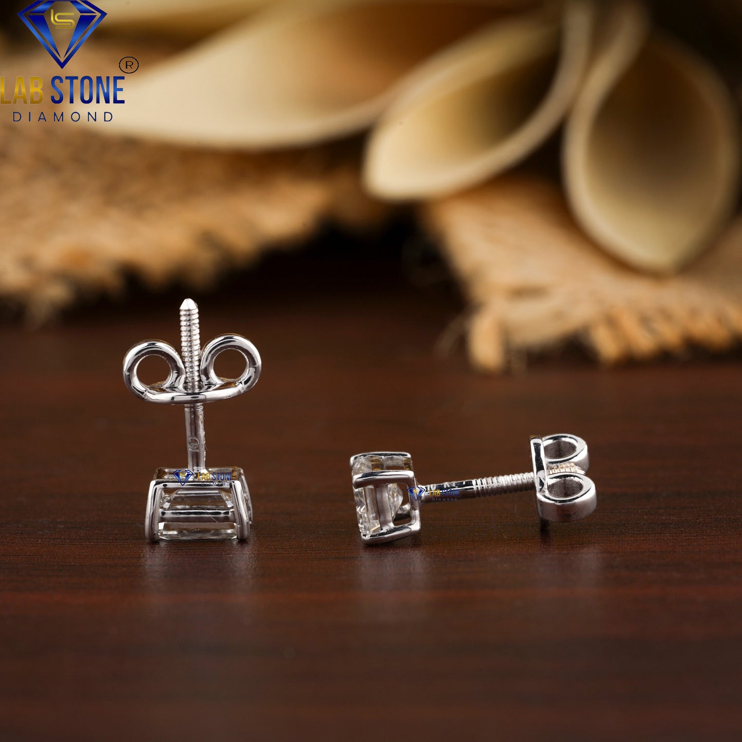 0.93 TDW Emerald Cut Diamond Solitaire Stud Earring