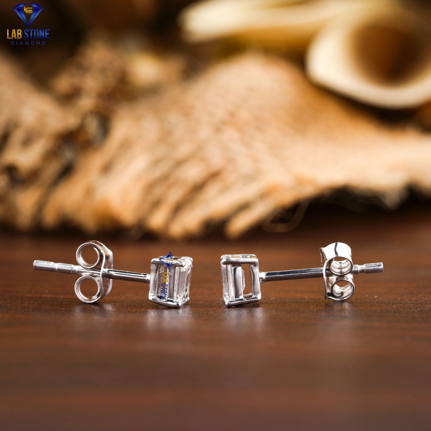 0.40 TDW Emerald Cut Diamond Solitaire Stud Earring