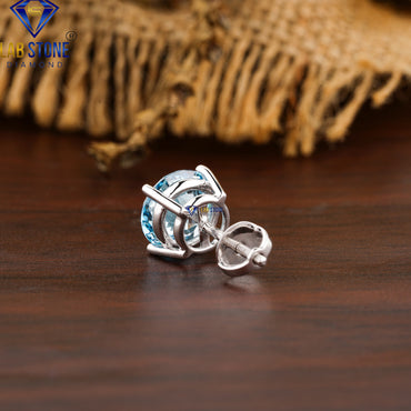 2.50 TDW Blue Round Diamond Stud Earrings