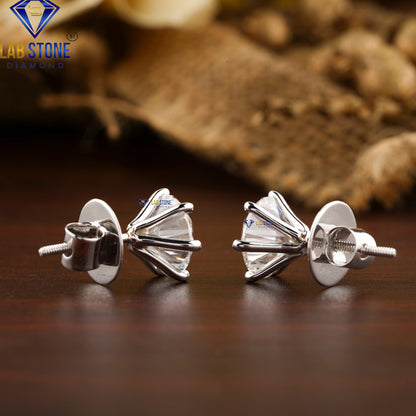 1.04 TDW Round Cut Diamond Solitaire Stud Earrings