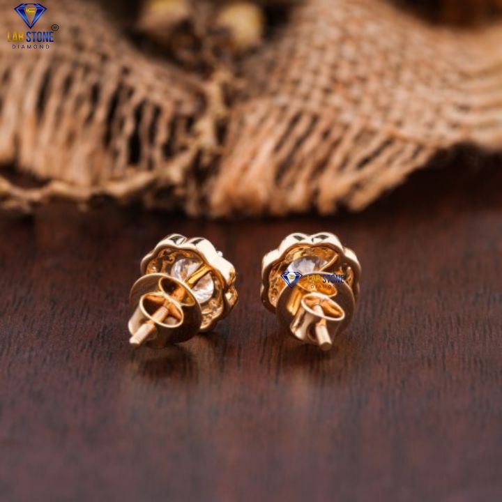 1.54 TDW Round Cut Diamond Stud Earrings