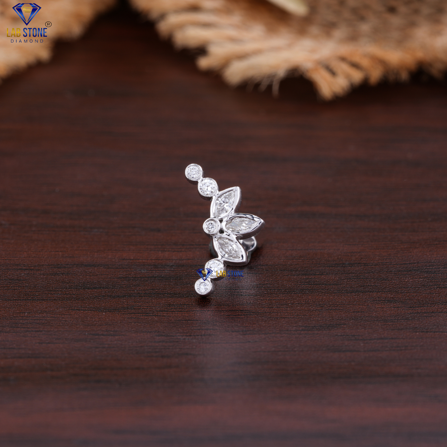 0.19 TDW Round & Marquise Cut Diamond Stud Earring