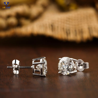 0.97 TDW Round Cut Diamond Solitaire Stud Earring