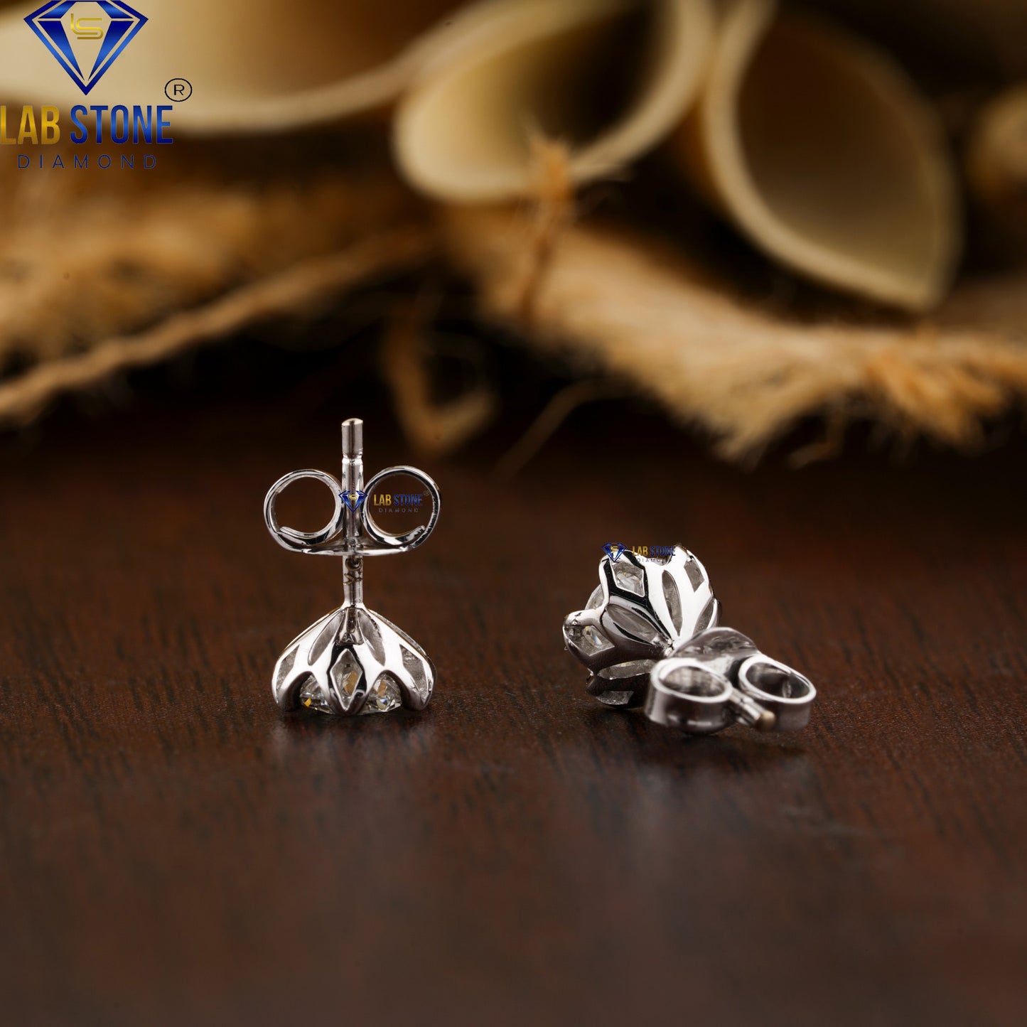 0.88 TDW Round Cut Diamond Solitaire Stud Earrings