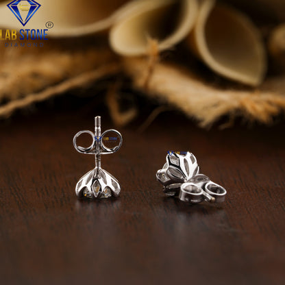 0.88 TDW Round Cut Diamond Solitaire Stud Earrings