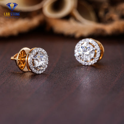 1.43 TDW Round Cut Diamond Stud Earring